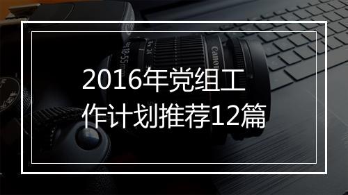 2016年党组工作计划推荐12篇