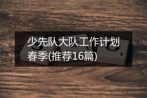 少先队大队工作计划春季(推荐16篇)