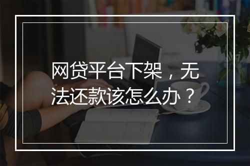 网贷平台下架，无法还款该怎么办？