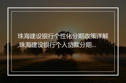 珠海建设银行个性化分期政策详解,珠海建设银行个人贷款分期政策解析