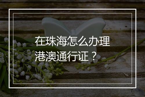 在珠海怎么办理港澳通行证？