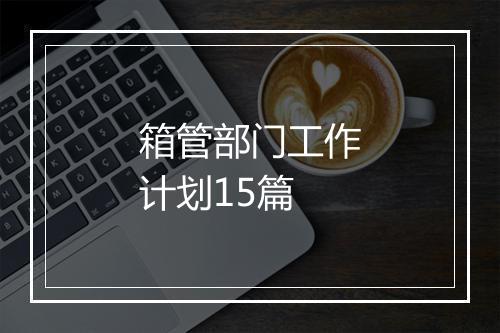 箱管部门工作计划15篇