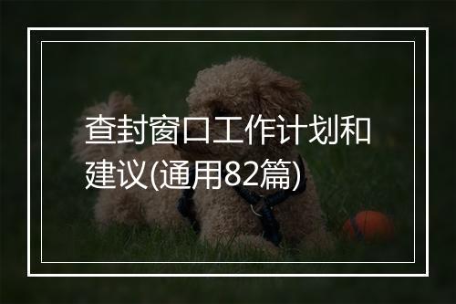 查封窗口工作计划和建议(通用82篇)