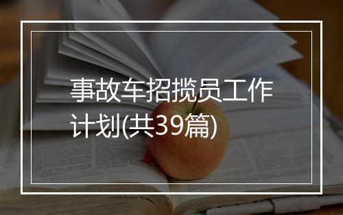 事故车招揽员工作计划(共39篇)