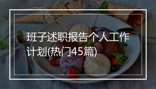 班子述职报告个人工作计划(热门45篇)