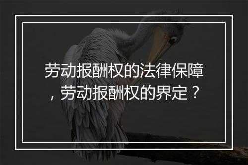 劳动报酬权的法律保障，劳动报酬权的界定？