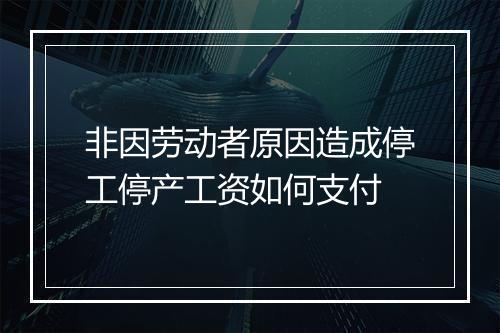 非因劳动者原因造成停工停产工资如何支付
