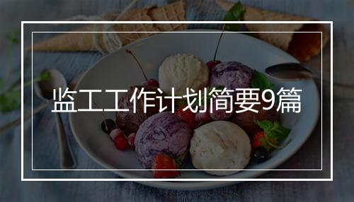监工工作计划简要9篇