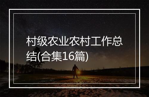 村级农业农村工作总结(合集16篇)