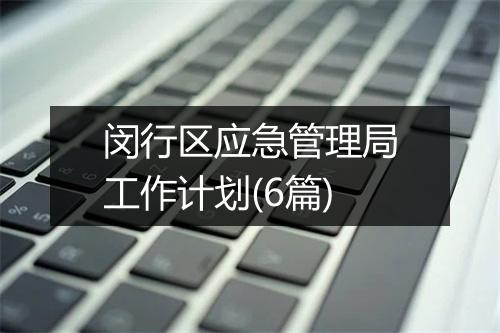 闵行区应急管理局工作计划(6篇)