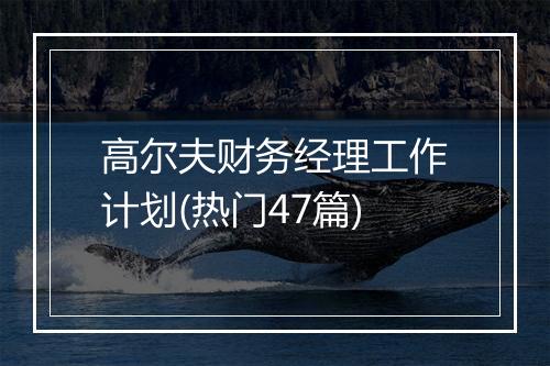 高尔夫财务经理工作计划(热门47篇)