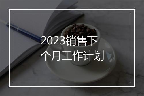 2023销售下个月工作计划