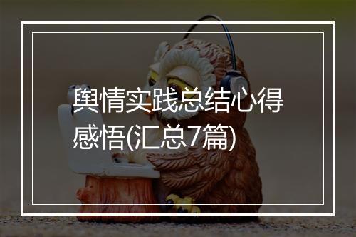 舆情实践总结心得感悟(汇总7篇)