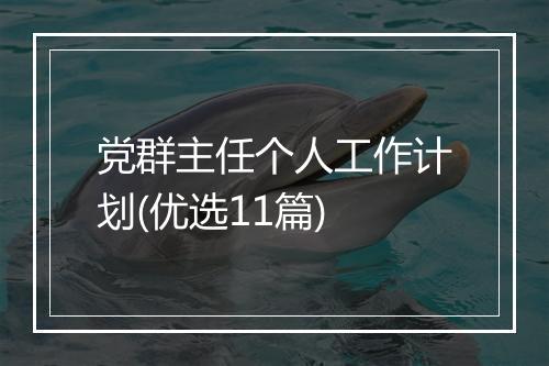 党群主任个人工作计划(优选11篇)