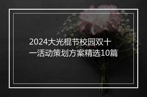 2024大光棍节校园双十一活动策划方案精选10篇
