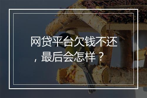 网贷平台欠钱不还，最后会怎样？