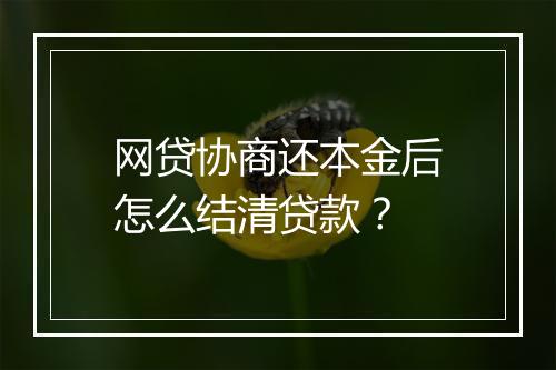 网贷协商还本金后怎么结清贷款？