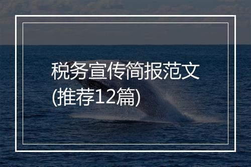 税务宣传简报范文(推荐12篇)