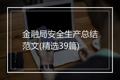 金融局安全生产总结范文(精选39篇)