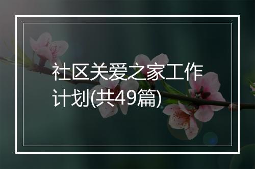 社区关爱之家工作计划(共49篇)