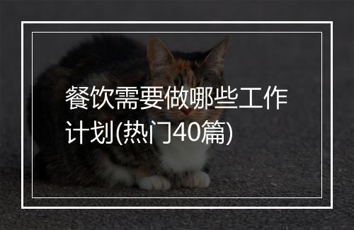 餐饮需要做哪些工作计划(热门40篇)