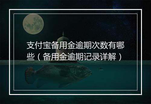 支付宝备用金逾期次数有哪些（备用金逾期记录详解）