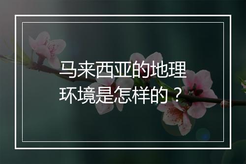 马来西亚的地理环境是怎样的？