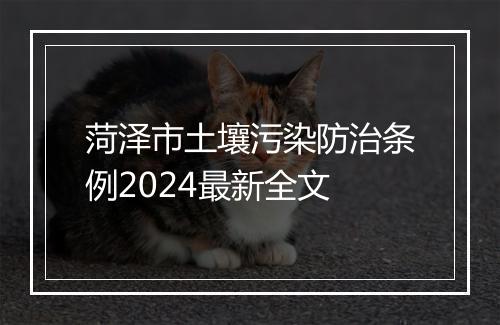 菏泽市土壤污染防治条例2024最新全文