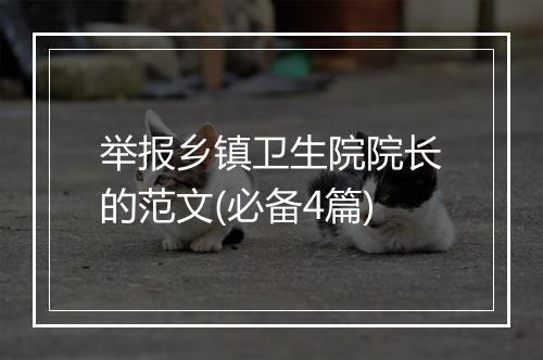 举报乡镇卫生院院长的范文(必备4篇)