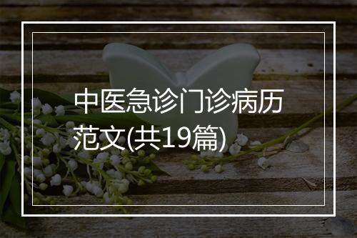 中医急诊门诊病历范文(共19篇)