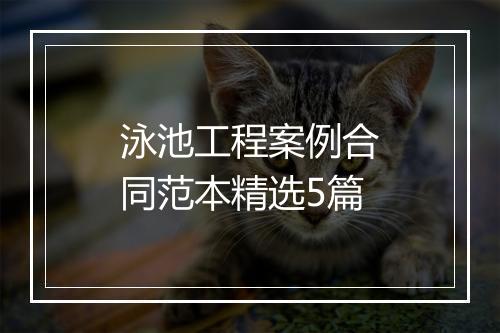泳池工程案例合同范本精选5篇