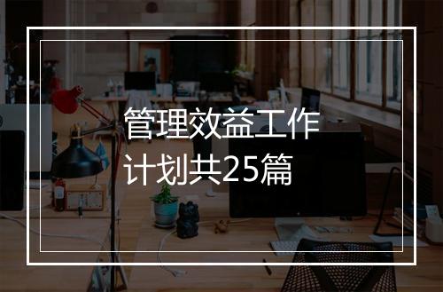 管理效益工作计划共25篇