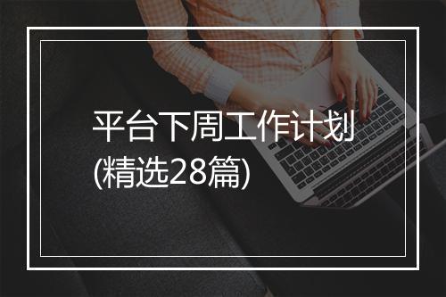 平台下周工作计划(精选28篇)