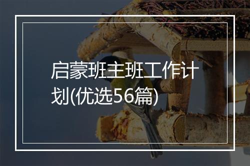 启蒙班主班工作计划(优选56篇)