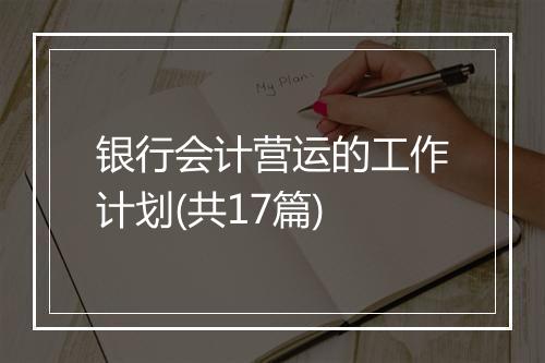银行会计营运的工作计划(共17篇)