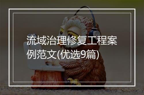 流域治理修复工程案例范文(优选9篇)