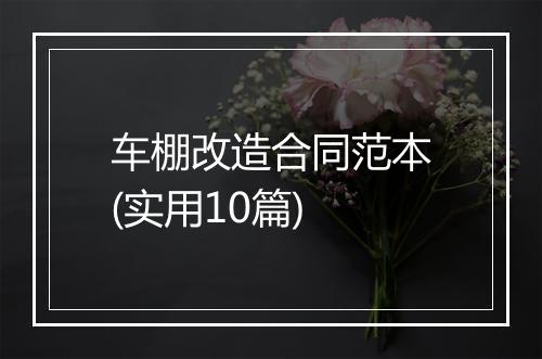 车棚改造合同范本(实用10篇)