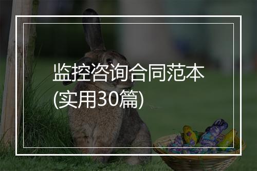 监控咨询合同范本(实用30篇)
