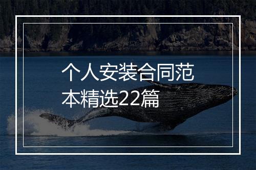 个人安装合同范本精选22篇
