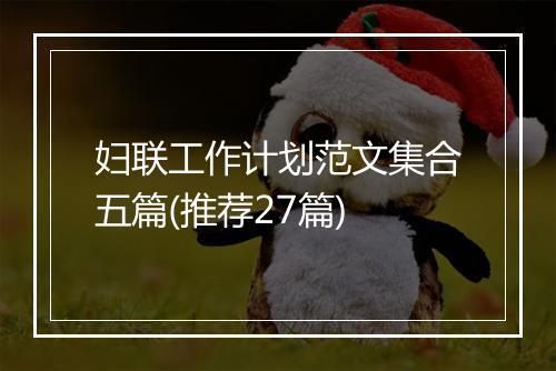 妇联工作计划范文集合五篇(推荐27篇)