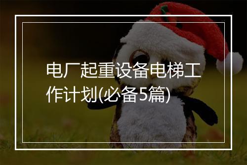 电厂起重设备电梯工作计划(必备5篇)