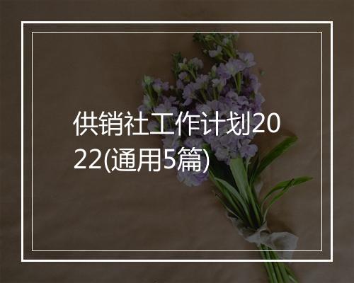 供销社工作计划2022(通用5篇)