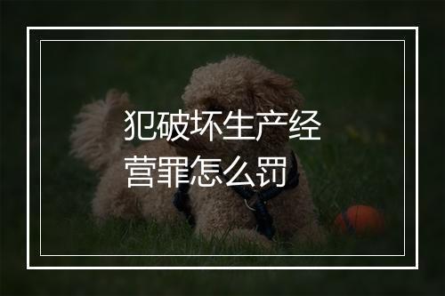 犯破坏生产经营罪怎么罚