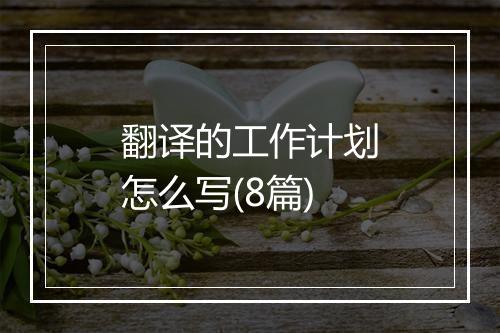 翻译的工作计划怎么写(8篇)