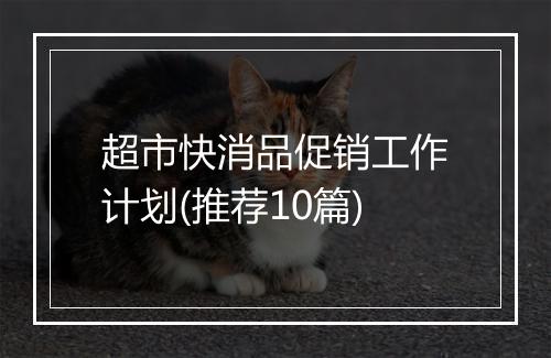 超市快消品促销工作计划(推荐10篇)