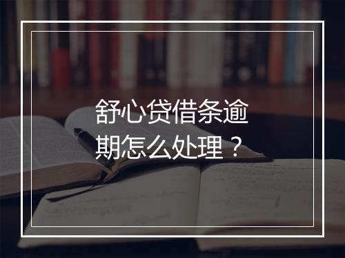 舒心贷借条逾期怎么处理？