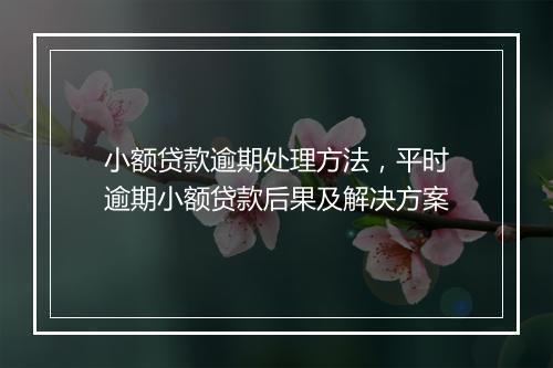 小额贷款逾期处理方法，平时逾期小额贷款后果及解决方案