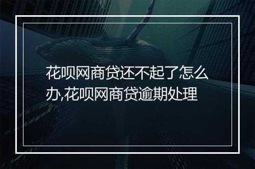 花呗网商贷还不起了怎么办,花呗网商贷逾期处理