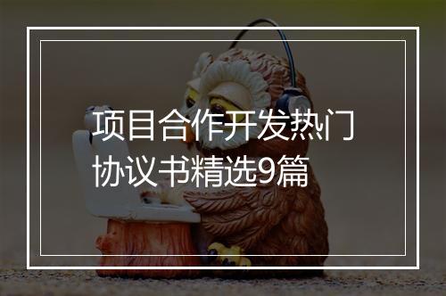 项目合作开发热门协议书精选9篇