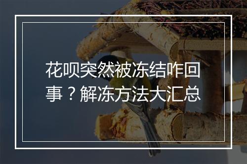 花呗突然被冻结咋回事？解冻方法大汇总